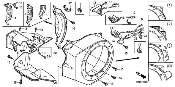 Part Location Diagram of 19610-Z4M-000ZA Honda Cover, Fan *R280* (Power Red)
