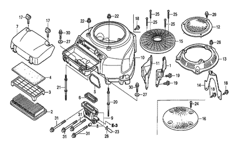 Fig-0 Diagram and Parts List for GXV530 E3-1070150 Honda Engine