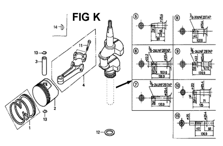 Fig-11 Diagram and Parts List for GXV160K1 Type N15 Honda Engine