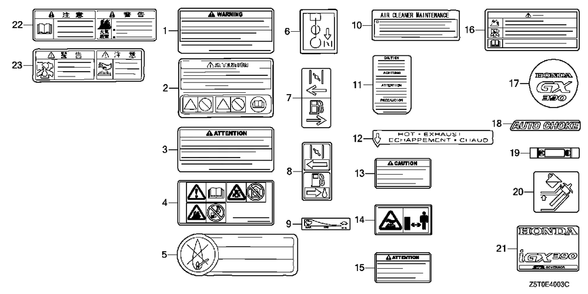 Other Parts (Mark) Diagram and Parts List for GX390UT2 (Type  QAE2/A)(GCBCT-3000001 - 9999999) Honda Engine