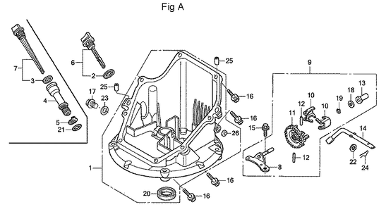 Fig-1 Diagram and Parts List for GSV190A Type A1A Honda Engine