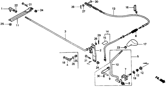 Change Lever Diagram and Parts List for HT-R3811 (Type  SA)(MABT-5000001 - 9999999) Honda Lawn Mower