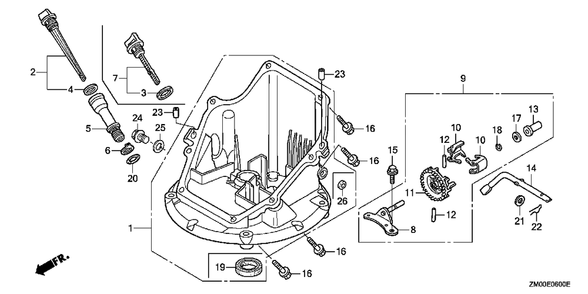 Oil Pan Diagram and Parts List for GCV160LA0 (Type  G5AF)(GCAD-1000001 - 9999999) Honda Engine