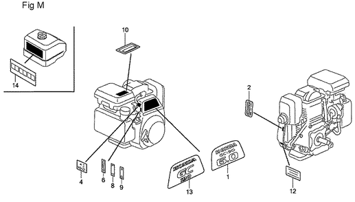 Fig-13 Diagram and Parts List for GC190A Type MHA2 Honda Engine