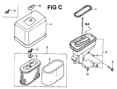 Fig-11 Diagram and Parts List for GXV340K2 Type DP2 Honda Engine