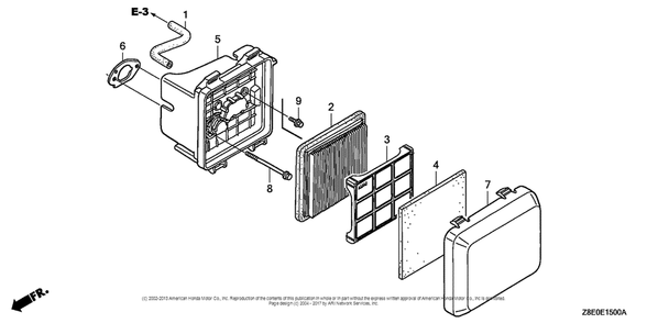 Air Cleaner Diagram and Parts List for GSV190LA (typeGBH)(GJACA-1035731) Honda Engine