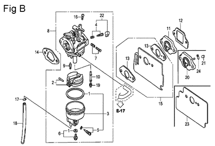 Fig-2 Diagram and Parts List for GC135 Type PHD Honda Engine