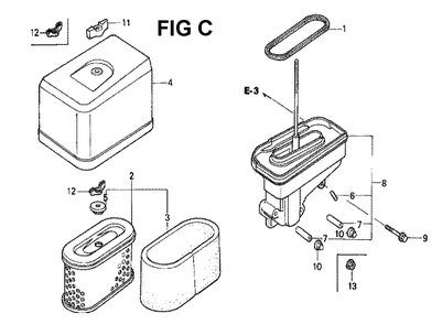Fig-9 Diagram and Parts List for GXV340K1 Type DN4 Honda Engine
