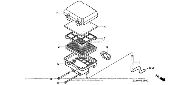 Air Cleaner Diagram and Parts List for GS160LA (typeQHAF)(GCABA-1000001) Honda Engine
