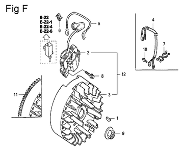 Fig-6 Diagram and Parts List for GC190A Type SHE1 Honda Engine