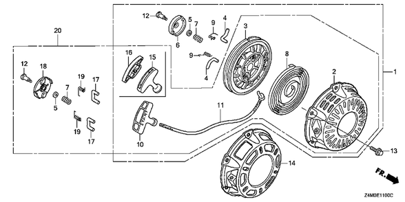 Part Location Diagram of 28433-Z1T-702 Honda Guide, Ratchet