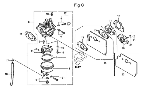 Fig-7 Diagram and Parts List for GC160A Type DEAF Honda Engine