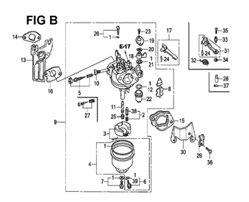 Fig-2 Diagram and Parts List for GX160H1 Type SX3 Honda Engine