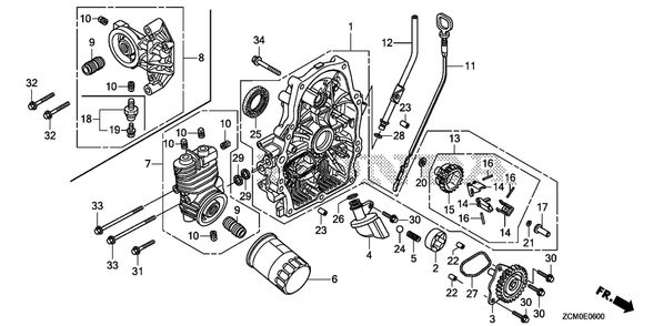 Crankcase Cover Diagram and Parts List for GX690RH (Type TXFC)(GCAPH-2000001-9999999) Honda Engine