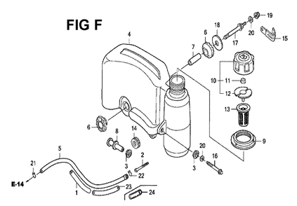 Fig-6 Diagram and Parts List for GVX160H2 Type A1S Honda Engine