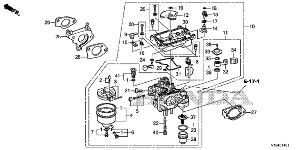 Part Location Diagram of 16166-Z1C-D21 Honda Nozzle, Main