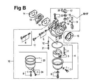 Fig-11 Diagram and Parts List for GXV120 Type N2C1 Honda Engine