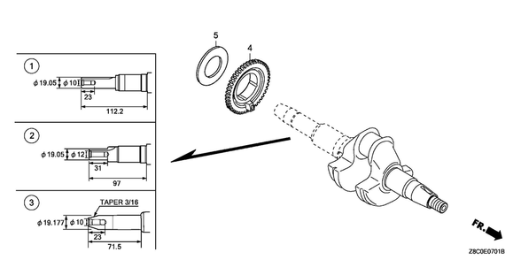 Part Location Diagram of 13311-Z8C-960 Honda Crankshaft (M-Type)