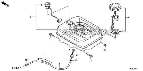 Fuel Tank (2) Diagram and Parts List for HSM1336IK2 (Type  ATDR)(SBCJ-5500001 - 5509999) Honda Snow Blower