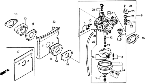 Part Location Diagram of 16211-ZE8-700 Honda Insulator, Carburetor