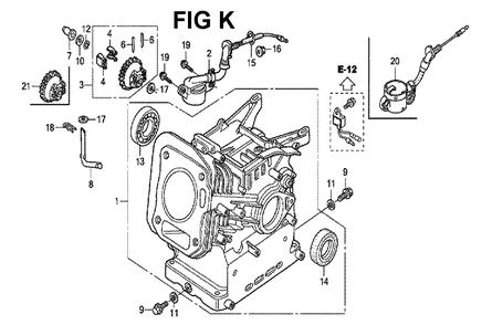 Fig-9 Diagram and Parts List for GX160H1 Type QX3 Honda Engine