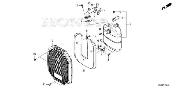 Muffler Diagram and Parts List for EU3200I (Type  AC)(EBKJ-1000001 - 9999999) Honda Generator