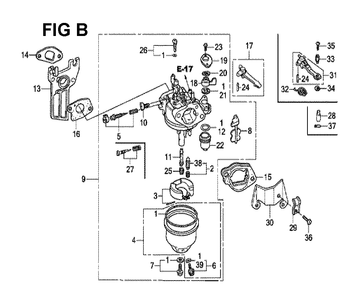 Fig-2 Diagram and Parts List for GX160H1 Type QX3 Honda Engine