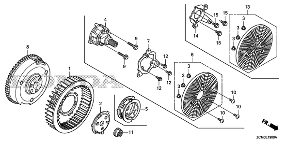 Flywheel Diagram and Parts List for GX690RH (Type TXFC)(GCAPH-2000001-9999999) Honda Engine