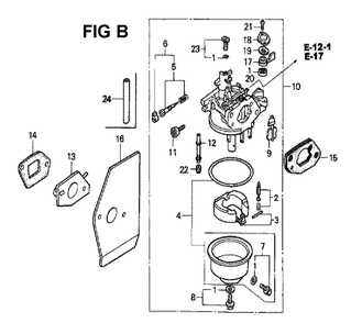 Fig-4 Diagram and Parts List for GXV160K1 Type A1 Honda Engine