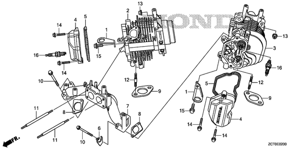 Cylinder Head Diagram and Parts List for GXV690RHX (Type TAF3)(GJAEH-2000001-9999999) Honda Engine