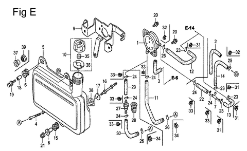 Fig-5 Diagram and Parts List for GC135 Type VXE Honda Engine
