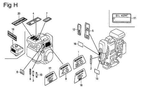 Fig-8 Diagram and Parts List for GC135 Type QHC1 Honda Engine
