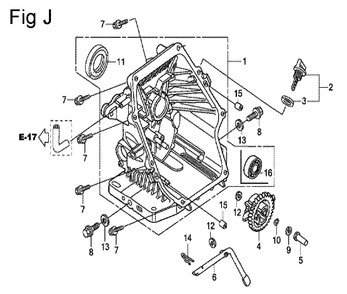 Fig-10 Diagram and Parts List for GC190LA Type VBAF Honda Engine