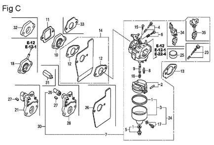 Fig-3 Diagram and Parts List for GCV160LA0 Type N1A Honda Engine