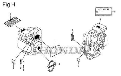 Fig-8 Diagram and Parts List for GS190A Type QBE Honda Engine