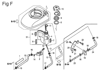Fig-6 Diagram and Parts List for GSV190A Type N1U Honda Engine