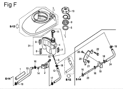 Fig-6 Diagram and Parts List for GSV190A Type N1G7 Honda Engine