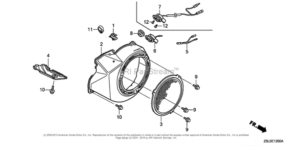 Fan Cover Diagram and Parts List for GX340U2 (typeSMX2)(GCBKK-1000001) Honda Engine