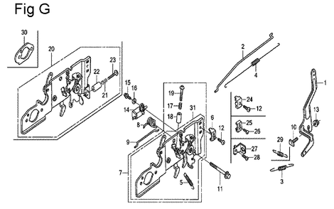 Fig-7 Diagram and Parts List for GCV160 Type N7A1 Honda Engine