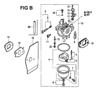 Fig-12 Diagram and Parts List for GXV160K1 Type N1F Honda Engine