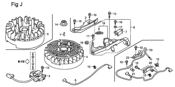 Fig-10 Diagram and Parts List for GSV190A Type N1L Honda Engine