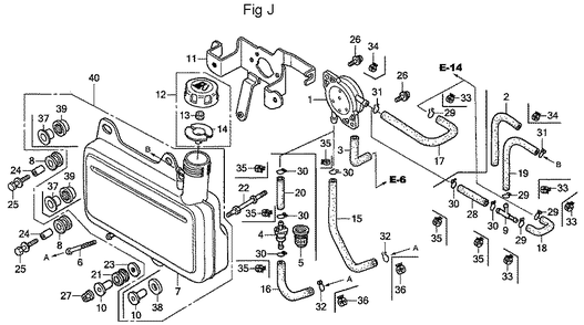 Fig-10 Diagram and Parts List for GC190A Type QEA Honda Engine