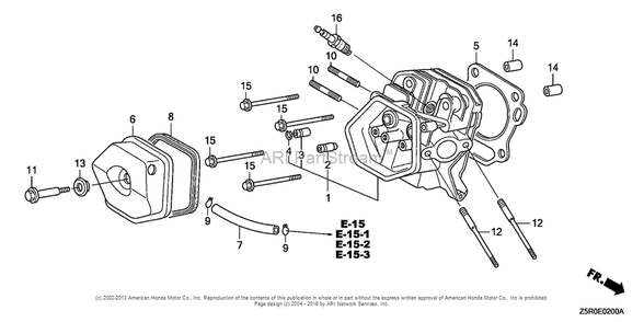 Cylinder Head Diagram and Parts List for GX390U2 (typeSM32)(GCBHK-1000001) Honda Engine