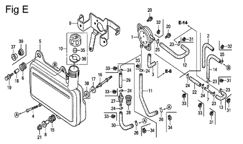 Fig-5 Diagram and Parts List for GC160 Type VXE Honda Engine