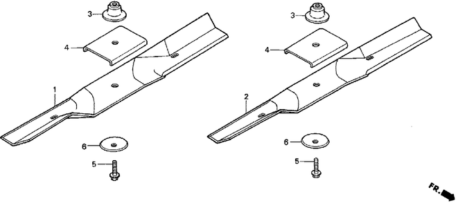 13h Rotary Blade Diagram and Parts List for H3013H (Type  HSA)(MZAH-6000001 - 9999999) Honda Lawn Mower