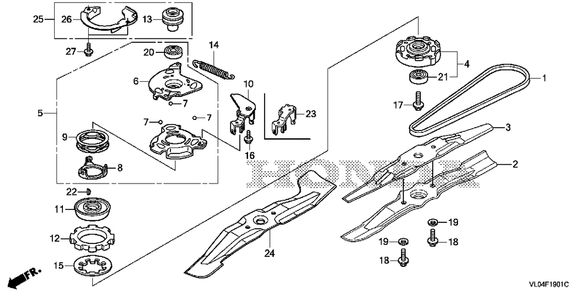 Part Location Diagram of 22453-VL0-H00 Honda Guide, Engine Belt