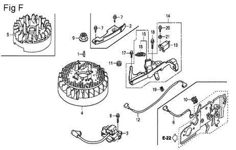 Fig-6 Diagram and Parts List for GCV135 Type A2R Honda Engine