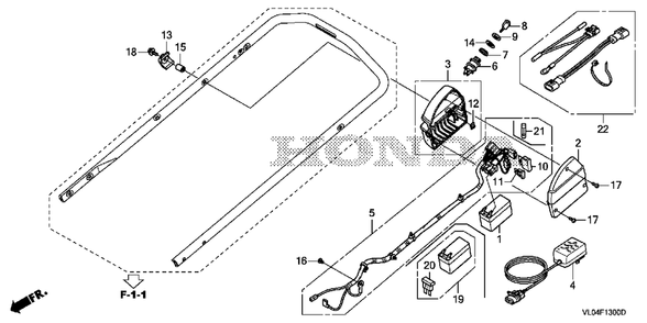 Battery-Main Harness Diagram and Parts List for HRR216K10 (Type  VLAA)(MZCG-1140001 - 1660000) Honda Lawn Mower