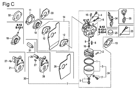 Fig-3 Diagram and Parts List for GCV160LA0 Type S1M Honda Engine