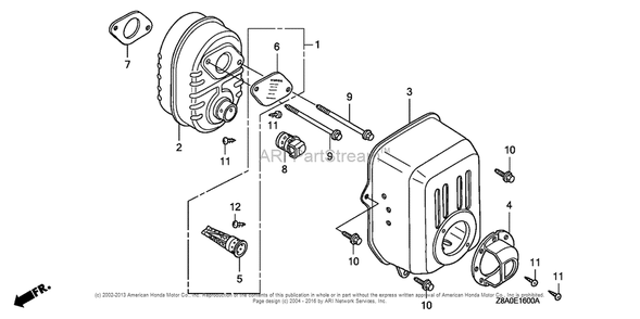 Muffler Diagram and Parts List for GC160LA (typeQHC)(GCAHA-3599750) Honda Engine